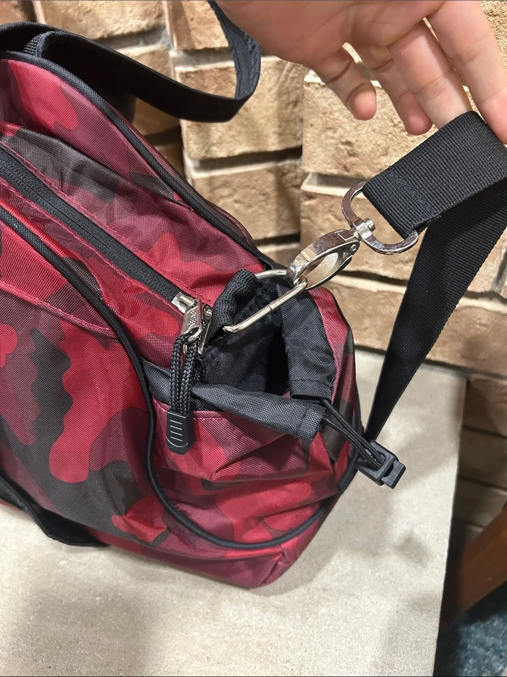 fuel sport carry all duffle red camo gym bag travel bag
